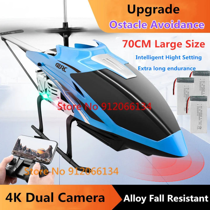 70CM 4K Dual Camera Obstacle Avoidance Helicopter 2.4G APP Control LED Lights Alloy Attitude Hold 200M Remote Control Helicopter
